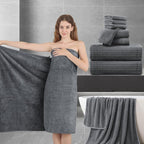 Bath Towel Set 8-Piece Premium Bathroom Towel Set, Extra Soft 2 Oversized Large by JessyHome
