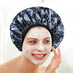 Bandana Satin Shower Cap, Three-Layer Terry Cloth Lined, - Image 5