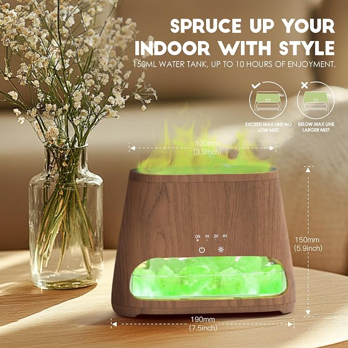 SALKING Colorful Flame Fire Diffuser Humidifier, Himalayan Salt Lamp, 7 Colors - Image 7