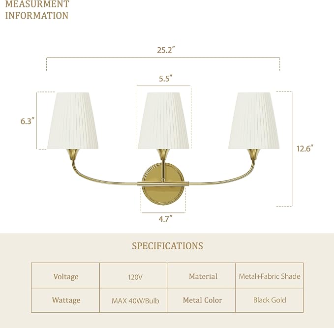 Bathroom Light Fixtures Over Mirror, 3 Light Vanity Light - Image 5