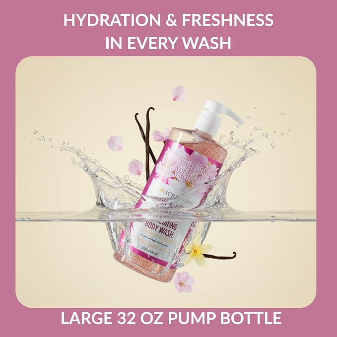 SpaScriptions Cherry Blossom & Vanilla Exfoliating Body Wash - Image 3