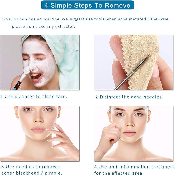 5PCS Blackhead Remover Comedone Extractor, Curved Blackhead Tweezers Kit - Image 9