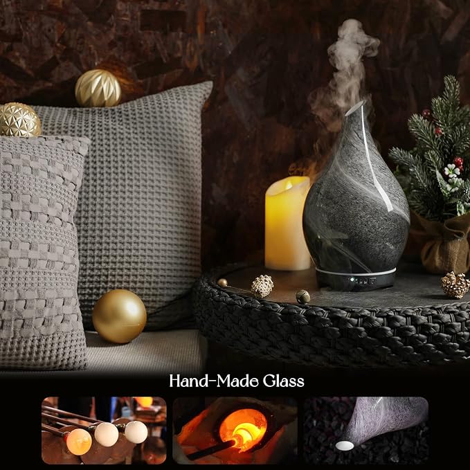 Porseme 280ml Essential Oil Diffuser Glass Color Changing Aroma Air Diffusers - Image 5
