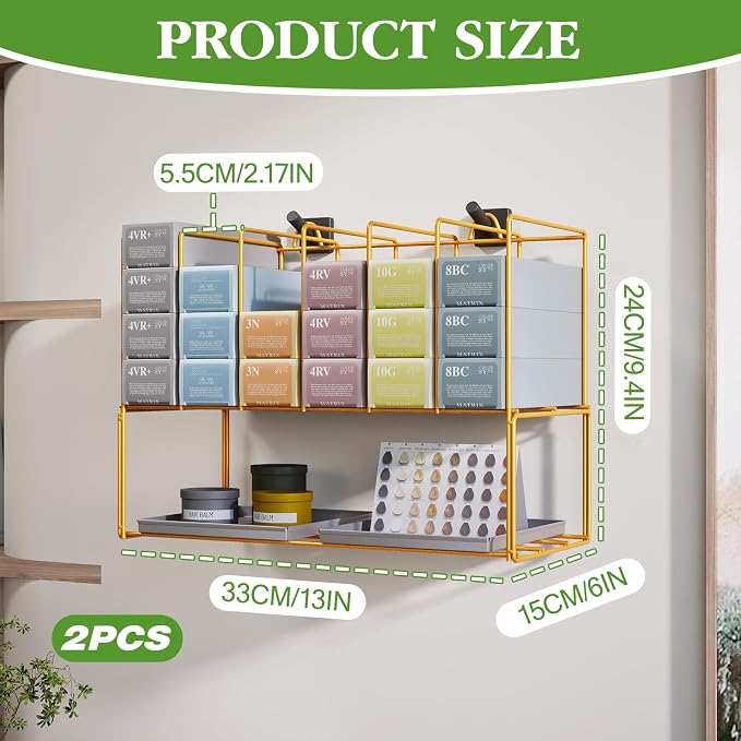 2 Pack Hair Color Organizer Hair Color Display Rack Wall Mounted Dye Storage - Image 2