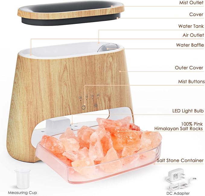 SALKING 2-in-1 Ultrasonic Essential Oil Diffuser & Himalayan Salt Lamp - Image 7