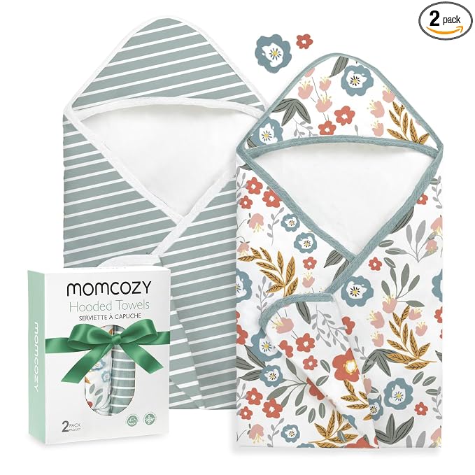 Momcozy Baby Towel with Hooded-2 Pack Soft Bath Towel Set-Shower Gifts or Bath by Momcozy