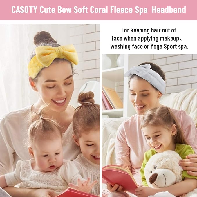 Casoty 6 Pieces Bow Hair Band Spa Headband - Image 7