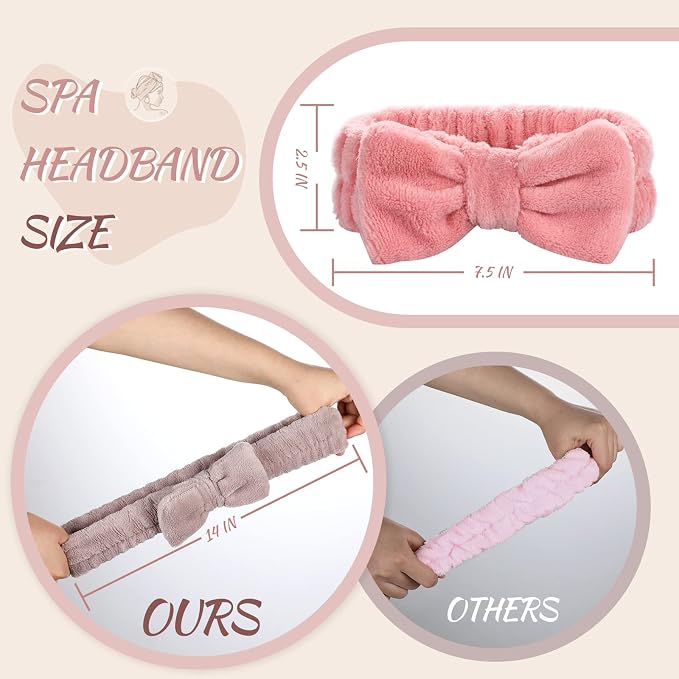 VITEVER 4 Pack Spa Headband for Washing Face, Girls Makeup Bow Tie Hair Band - Image 2