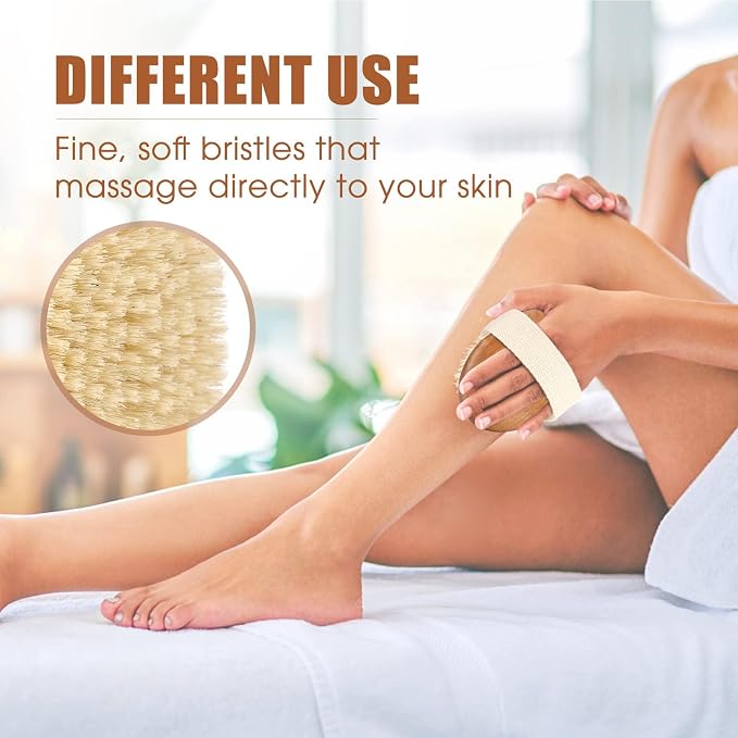 SAMEBUTECOBody Brush Solid Acacia Wood Boar Bristles Bath Brush - Image 4