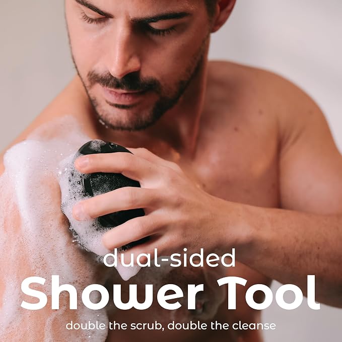 MainBasics Shower Tool Duo 2-1 Shower Loofah Sponge and Exfoliating Body - Image 2