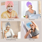 AIDEA Microfiber Hair Towel Wrap, 5 Pack Hair Turbans, Super Absorbent Quick - Image 6