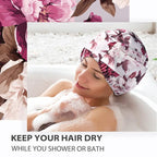 INNELO Luxury Shower Cap for Women Reusable Waterproof, Double Layered Shower - Image 5