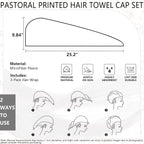 3 PCS Hair Towel Wrap Cute Pastel Floral Print Microfiber Fleece Hair Drying - Image 7