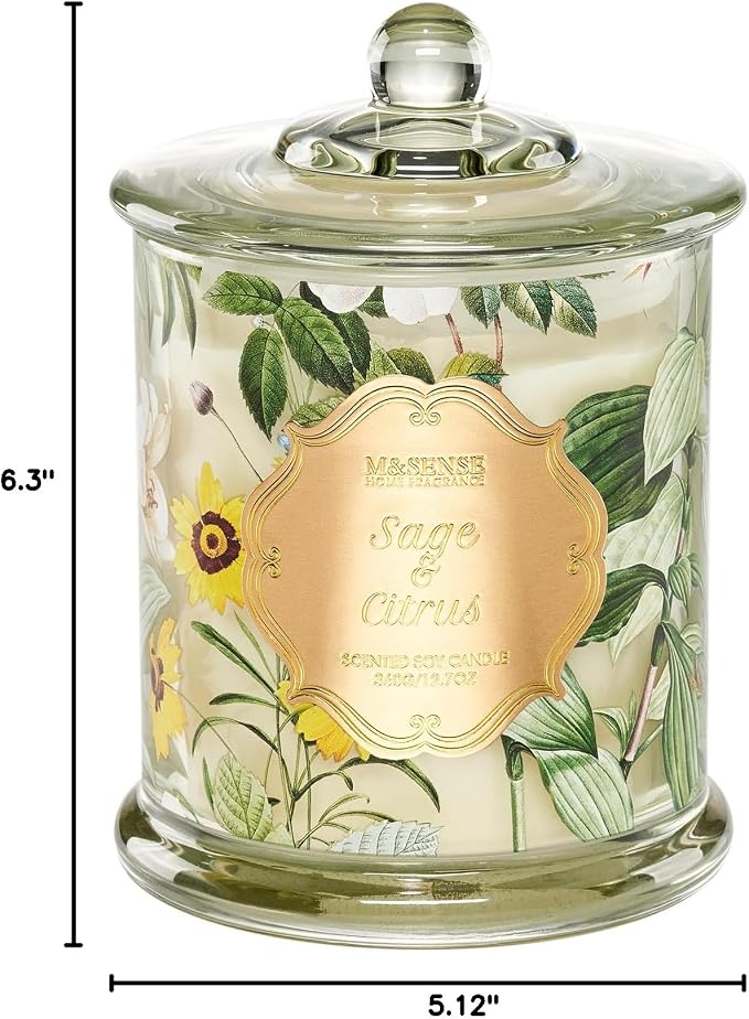 M&SENSE Sage Citrus Soy Candles, Natural Organic 2 Wick 12.7oz 75H Long Lasting - Image 9