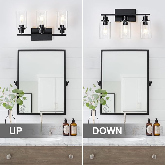3 Light Bathroom Light Fixtures Black Vanity Light Over Mirror Modern Farmhouse - Image 4