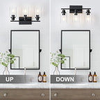 3 Light Bathroom Light Fixtures Black Vanity Light Over Mirror Modern Farmhouse - Image 4