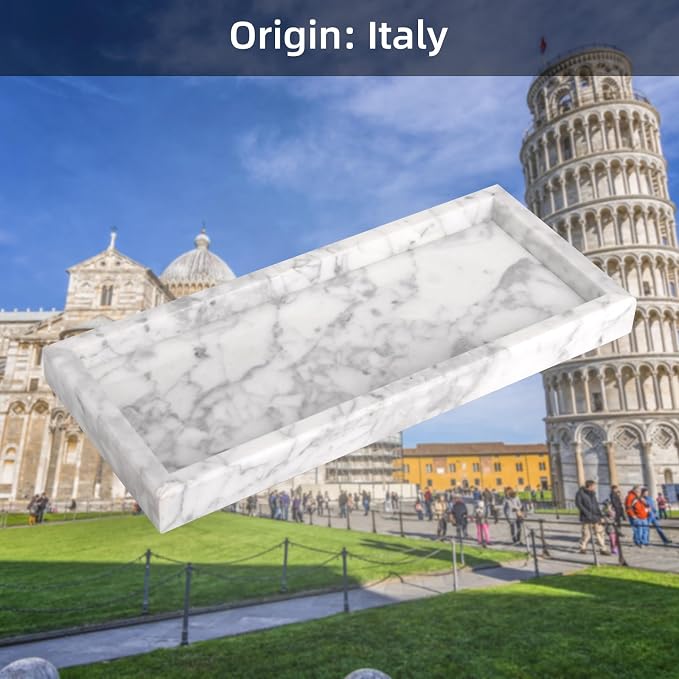 Marble Bathroom Vanity Tray, Natural Luxury Vanity Home Kitchen Bathroom Table - Image 5