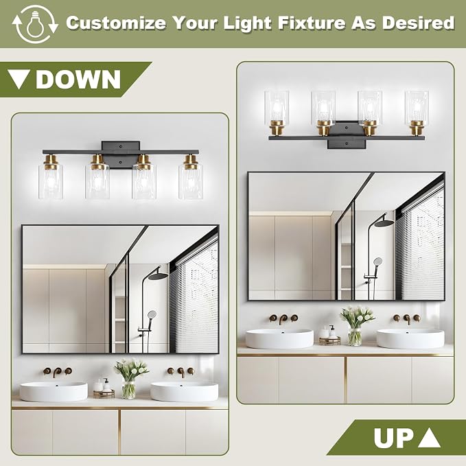 Unicozin Modern Bathroom Light Fixtures, 4 Light Vanity Lights Over Mirror - Image 2