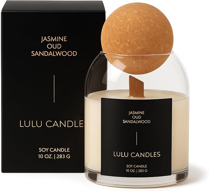 Lulu Candles | Jasmine, Oud & Sandalwood | Luxury Scented Soy Jar Candle | Hand - Image 2