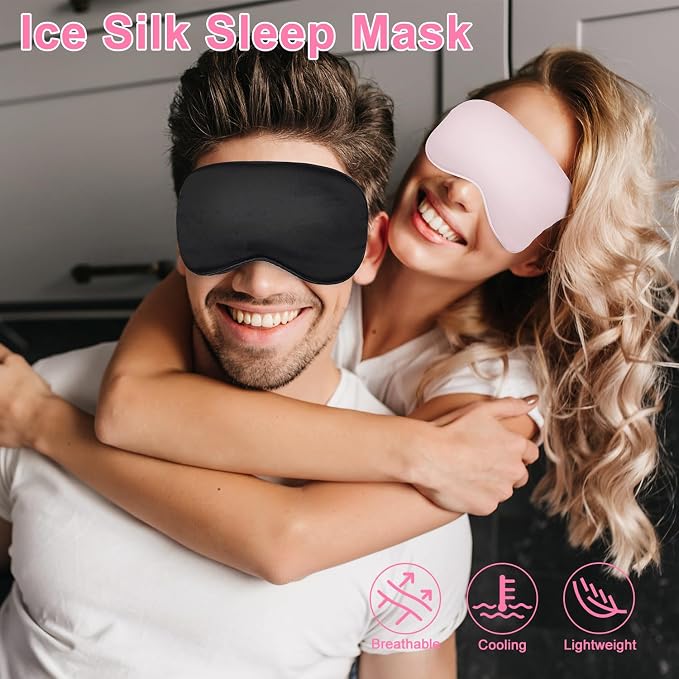 Sleep mask w/Cooling Gel Eye Mask, Reusable Ice Silk Blackout Eye Cover - Image 2