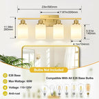 Indoi 4-Light Bathroom Light Fixtures, Brushed Gold Vanity Lights - Image 8