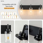 GoYeel Vanity Lighting Fixtures, Matte Black Bathroom Light Fixtures 3-Light - Image 5