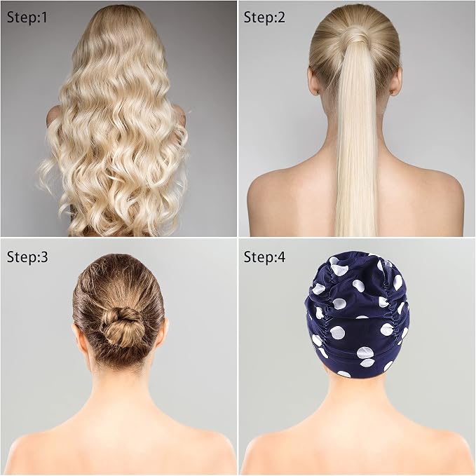 Swim Caps for Women Swimming, Comfort Pleated Swimming Cap for Long Hair - Image 6