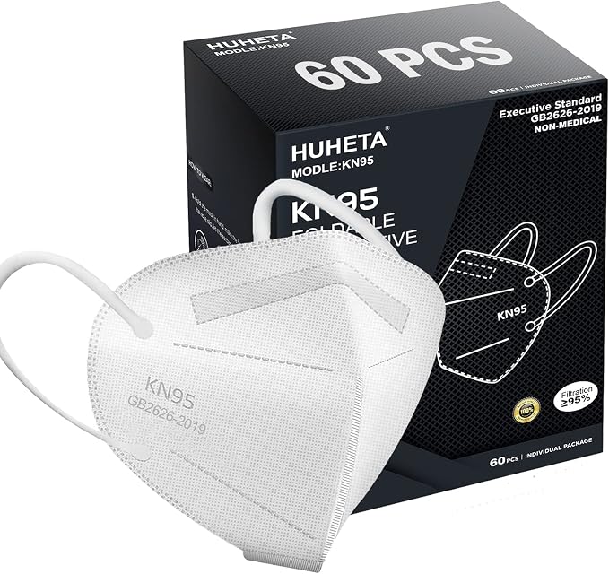 HUHETA KN95 Mask, 5 Ply Protective Dispoasable Masks Filter Efficiency≥95% by HUHETA