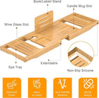 Bathtub Tray Caddy, Premium Bamboo Expandable Bath Tub Trays Table, Foldable - Image 5