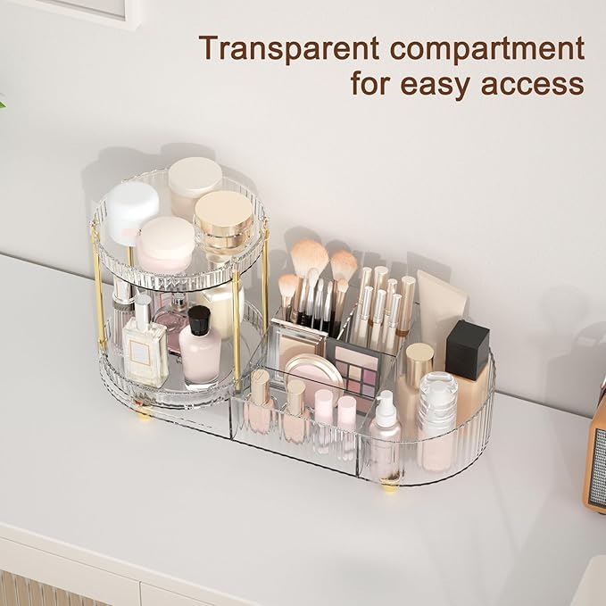 Makeup Organizer Countertop for Vanity, Rotating Perfume Tray - Image 4