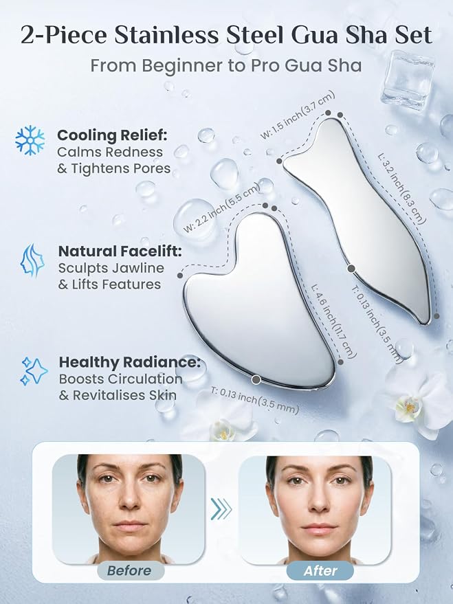 Rena Chris Stainless Steel Gua Sha Set, Guasha Tool - Image 2
