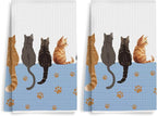 2PCS Cute Cat Kitchen Towels, Cats Paw Print Themed Gifts Reusable Absorbent by Unknown