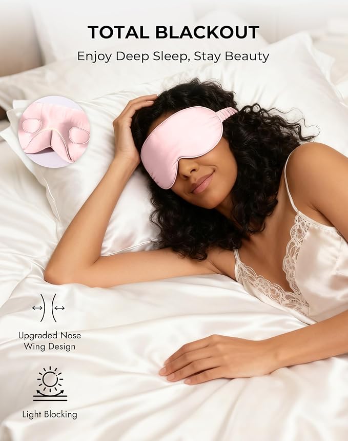 SilkSilky 100% 22 Momme Mulberry Silk Sleep Mask – Upgraded 3D Contoured Eye - Image 6