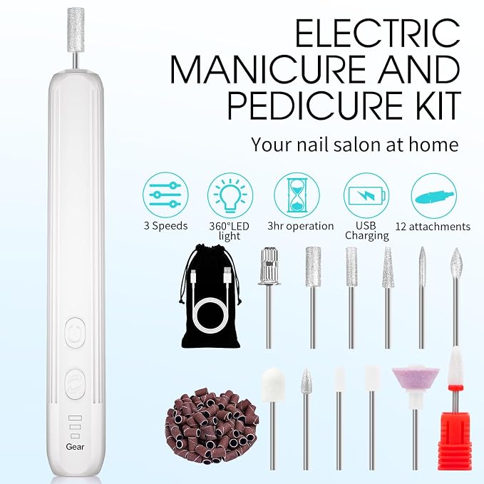Electric Nail Drill, Professional Manicure Pedicure Kit, Cordless Electric Nail - Image 2