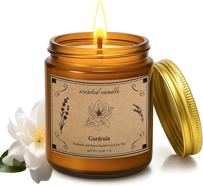 Scented Candles for Home, 16oz Soy Wax Candle, 100 Hour Burn Time, Gardenia by Unknown