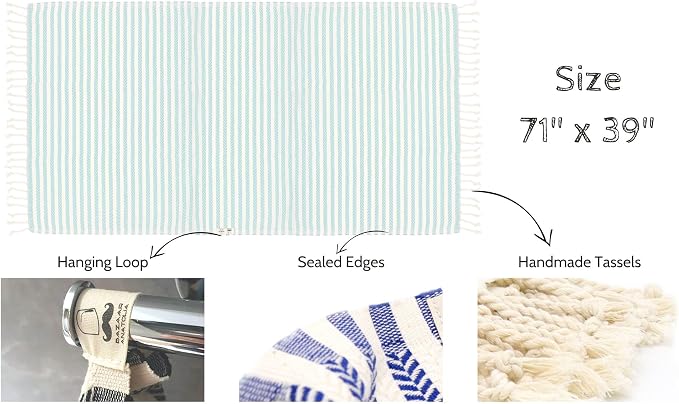 Bazaar Anatolia Turkish Beach Towel – 100% Cotton, Quick Dry, Sand Free Towel - Image 3