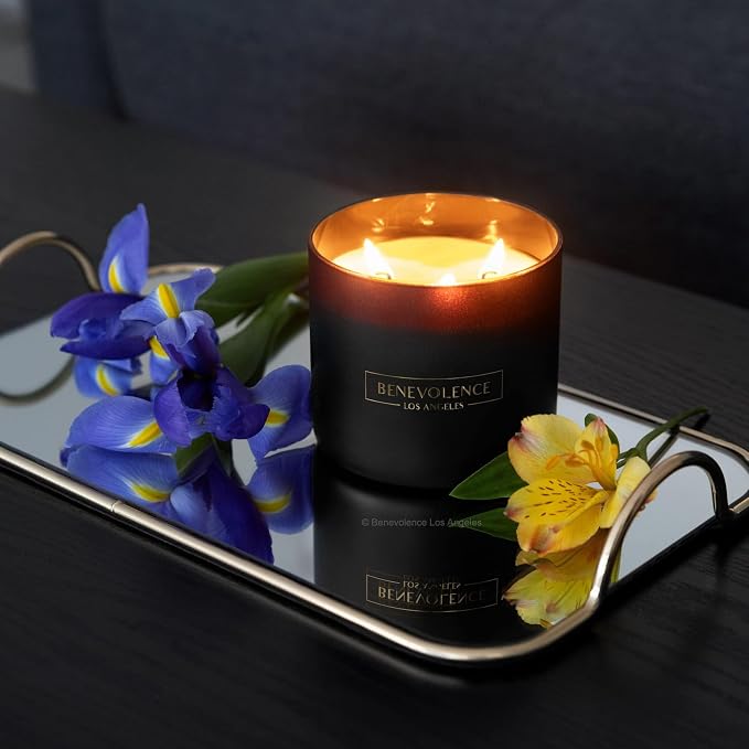 Benevolence LA 3 Wick Candle, Bergamot & Jasmine Large Christmas Scented - Image 4