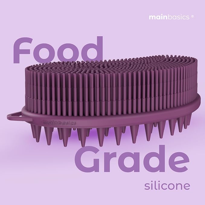 MainBasics Silicone Body Scrubber Dual-Sided Shower Loofah and Scalp Scrubber - Image 6