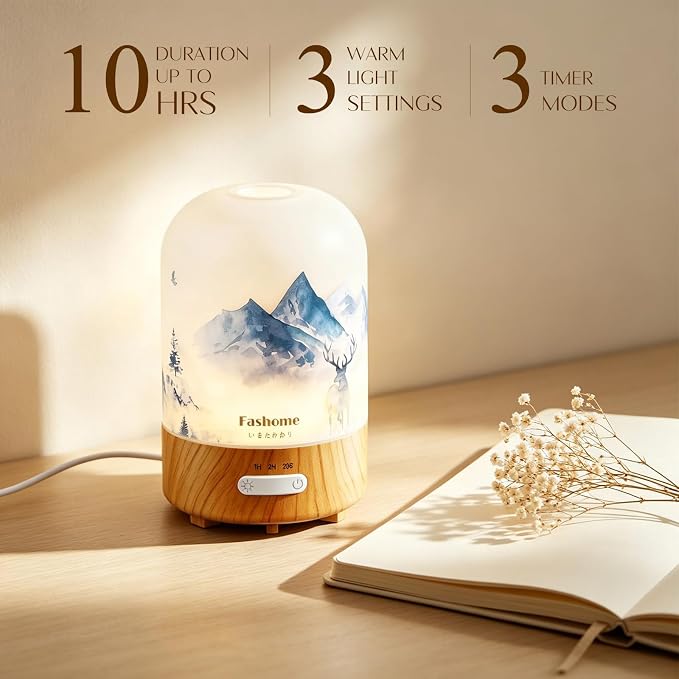 Essential Oil Diffuser, Hand Blown Glass Aromatherapy Diffuser, Ultrasonic Cool - Image 6