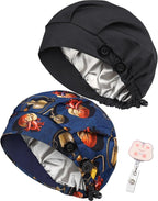 2 Pack Satin Lined Bouffant Scrub Caps - Image 5