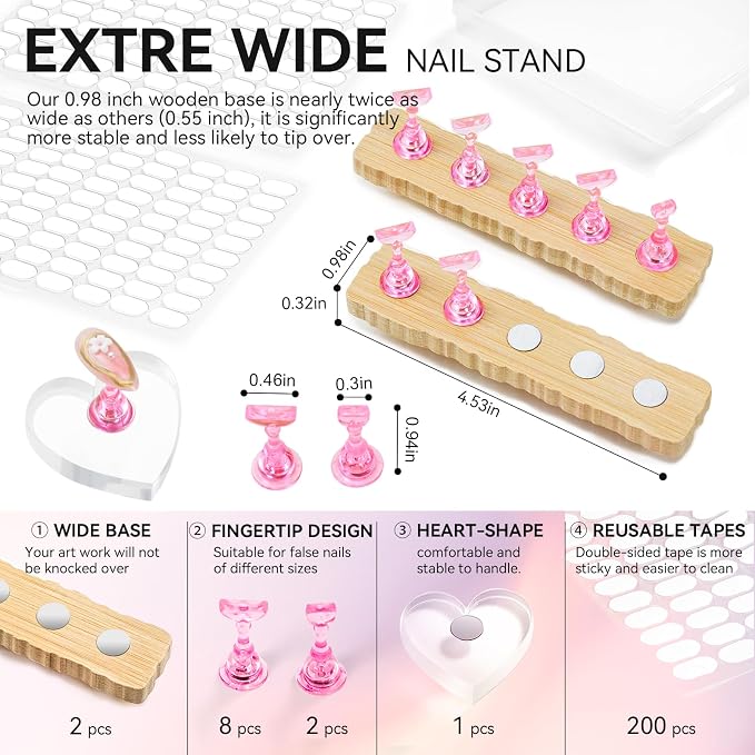 Nail Stand for Press On Art Display Practice 2 Sets, 1 Heart Acrylic Magnetic - Image 4