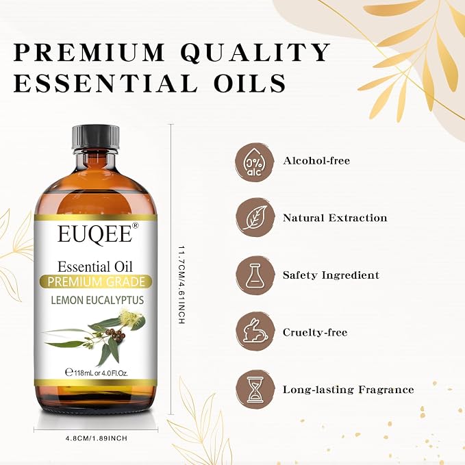 EUQEE Lemon Eucalyptus Essential Oil Pure Lemon Eucalyptus Oil, Large Capacity - Image 4
