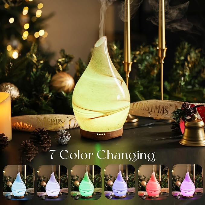 Porseme 280ml Essential Oil Diffuser Glass Color Changing Aroma Air Diffusers - Image 2