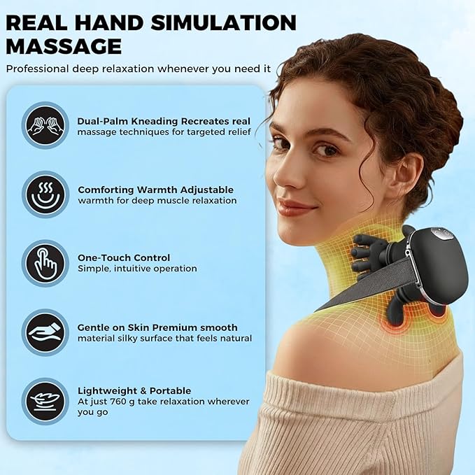 Shoulder & Neck Massager with Heat, 4D Bionic Heated Neck Massager with Fingers - Image 2