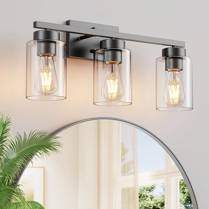 PARTPHONER 3-Light Bathroom Light Fixtures, Matte Black Vanity Light - Image 9