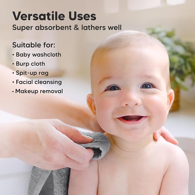 6-Pack Baby Washcloths – Soft Absorbent Viscose from Bamboo Washcloths - Image 6