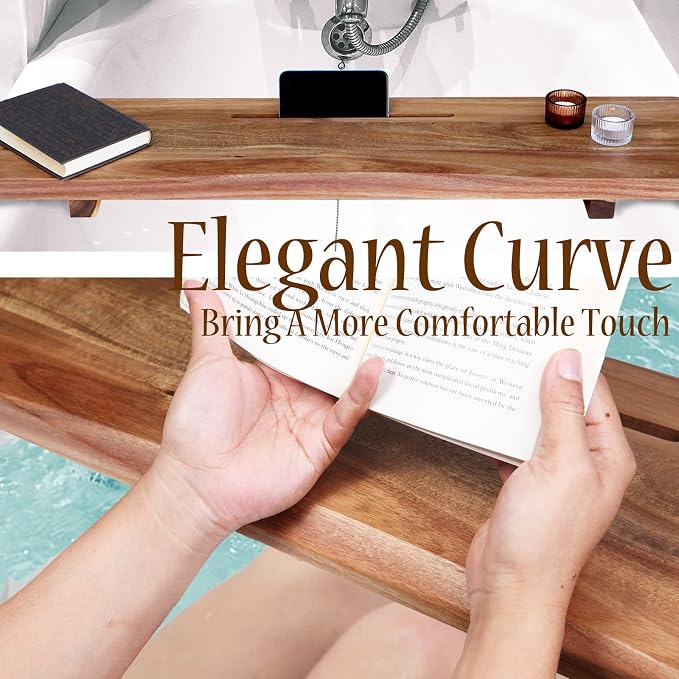Premium Acacia Wood Bathtub Tray Caddy - Image 6