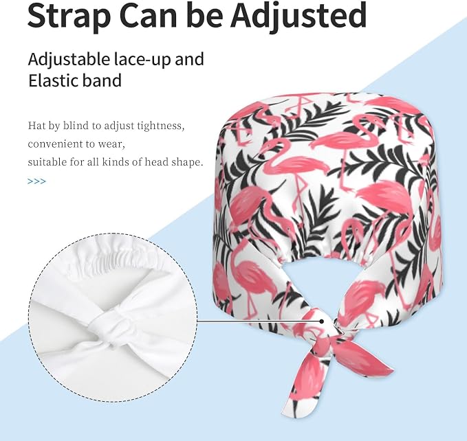 Working Cap Scrub Caps with Sweatband Adjustable Tie Back Hat Nurse Surgical - Image 2