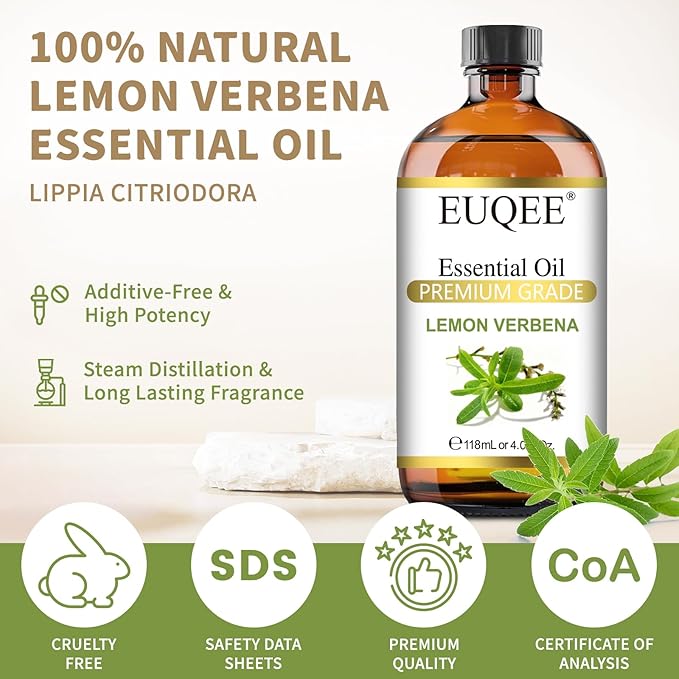 EUQEE Lemon Verbena Essential Oil 118ml - Image 2