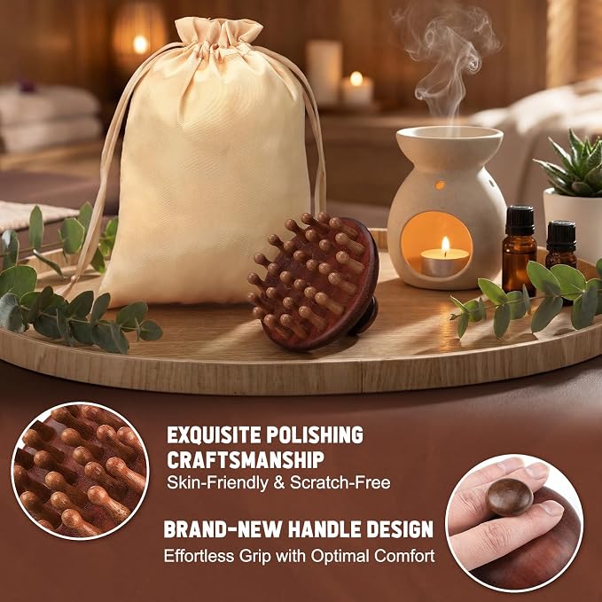 ProSuites 3 Pcs Wooden Head Scalp Massager Comb, Head Massage Tool - Image 5